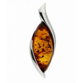 Pendentif Ambre navette 23x11mm sur Argent 925