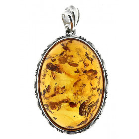 Pendentif Ambre ovale 25x18mm sur Argent 925