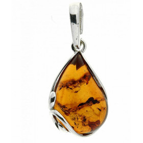 Pendentif Ambre poire 18x12mm en Argent 925