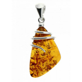 Pendentif Ambre Triangulaire 25x20mm sur Argent 925 Pendentif Argent 925 ambre couleur cognac Ambre forme triangulaire mes...