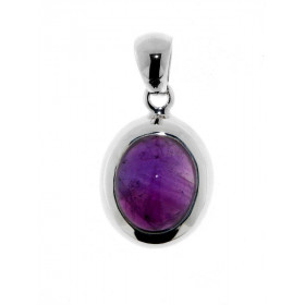  Pendentif Argent 925 Améthyste serti d une pierre 12x10mm, hauteur totale : 27mm 