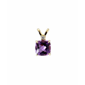  Pendentif Améthyste Or Jaune 750 Un modèle discret à fois étincelant L améthyste 5x5mm taillée coussin est accompagnée d ...