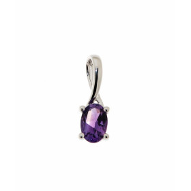 Pendentif Améthyste Or Blanc 375 Jolie monture bélière croisée La pierre forme ovale mesure 6x4mm Elle est maintenue sur c...