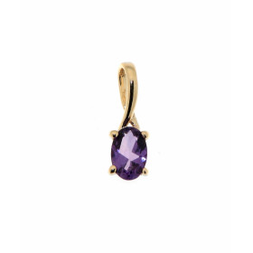 Pendentif Améthyste Or jaune 375 Jolie monture bélière croisée La pierre forme ovale mesure 6x4mm Elle est maintenue sur c...
