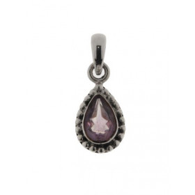 Pendentif serti d une pierre forme poire Cette jolie monture Argent 925 est style ethnique La pierre varieté Améthyste est...