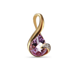 Pendentif Améthyste diamant Or Jaune 750 Ce pendentif est serti d une Améthyste poire mesurant 8x6mm Un diamant 0,005 cara...