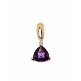 Pendentif Améthyste Or Jaune 375 La pierre centrale forme triangulaire mesure 6x6mm Elle est maintenue sur cette monture p...