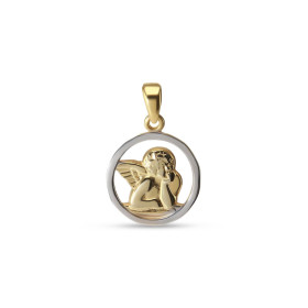  Médaille Ange 2 ors 375 ajourée Diamètre : 14mm Longueur du pendentif (bélière incluse) : 20mm 
