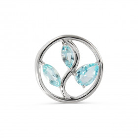 Pendentif Arbre Vie Argent Topaze bleue traitée Motif Argent 925 rhodié mesurant 15mm diamètre Chaque boucle est sertie d ...