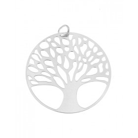 Pendentif Arbre vie Argent 925 rhodié Diamètre du motif : 45mm Dimensions du pendentif : 52x45mm