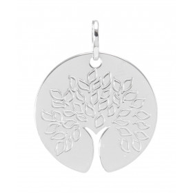 Pendentif Arbre de vie en Or Blanc 750. L&#39;arbre de vie est gravé sur la face avant. Dimensions du pendentif bélière in...