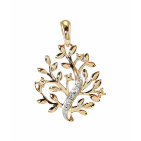 Pendentif Arbre de vie en Or Jaune 750 et Diamants. Pendentif serti de 2 diamants pour un poids total de 0.01 carat. Dimen...