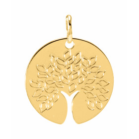 Pendentif Arbre de vie en Or Jaune 750. L&#39;arbre de vie est gravé sur la face avant, son tronc est découpé. Dimensions ...