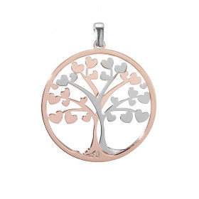 Pendentif Argent 2 tons Arbre de vie 30mm. Pendentif en argent rhodié et rosé composées d'un arbre de vie bicolore dans un...