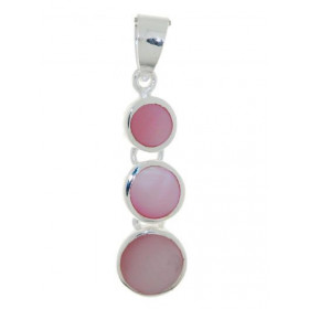 Pendentif Argent 3 Ronds Nacre Rose 