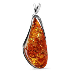 Pendentif Argent 925 Ambre 58x24mm. Dimensions de l'ambre : 58x24mm. Dimensions du pendentif (bélière incluse) : 75x29mm. ...