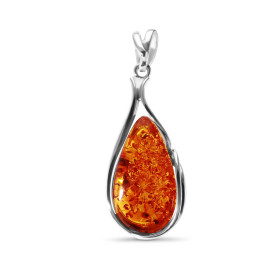 Pendentif Argent 925 Ambre Poire 34x19mm. Dimensions de l'ambre : 34x19mm. Dimensions du pendentif (bélière incluse) : 60x...