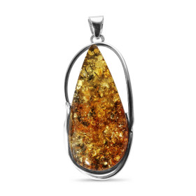 Pendentif Argent 925 Ambre Poire 52x25mm Dimensions l ambre : 52x25mm Dimensions du pendentif (bélière incluse) : 70x29mm ...