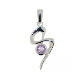 Pendentif Argent 925 Améthyste , motif fantaisie serti d une pierre 4mm Dimensions du pendentif (bélière incluse) : 30 x 11mm