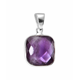 Pendentif Argent 925 Améthyste Ce pendentif est serti d une pierre coussin taillée dome La pierre mesure 10x10mm Les dimen...
