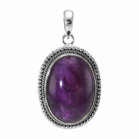 Pendentif Argent 925 Améthyste Ovale 25x18mm Motif ouvragé serti d une pierre taille cabochon ovale 25x18mm Dimensions du ...