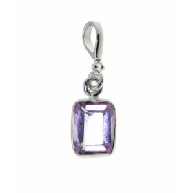 Pendentif Argent 925 Améthyste serti d une pierre rectangulaire 8x6mm Dimensions du pendentif (bélière incluse) : 22 x 7mm 