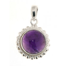 Pendentif Argent 925 serti d une Améthyste ronde 12mm Dimensions du pendentif (bélière incluse) : 28x18mm