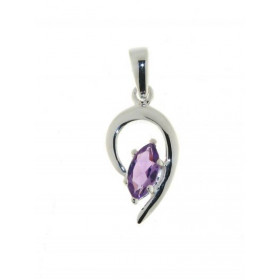 Pendentif Argent 925 Améthyste serti d une pierre taille marquise 9 x 4mm Dimensions du pendentif (bélière incluse) : 25 x...