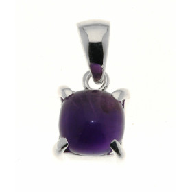 Pendentif Argent 925 Améthyste Pierre taille cabochon, forme coussin Dimensions du pendentif (bélière incluse) : 22 x 11mm...