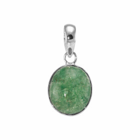 Pendentif Argent 925 Aventurine Cabochon Ovale 14x12mm