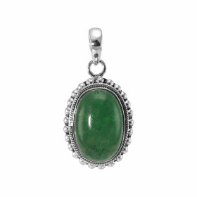 Pendentif Argent 925 Aventurine Cabochon Ovale 18x12mm. Motif ouvragé serti d'une pierre taille cabochon ovale de 18x12mm....