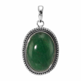 Pendentif Argent 925 Aventurine Ovale 25x18mm. Motif ouvragé serti d'une pierre taille cabochon ovale de 25x18mm. Dimensio...