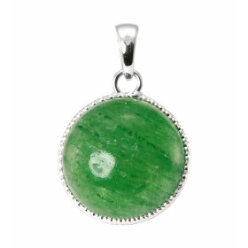 Pendentif Argent 925 Aventurine Ronde 19mm. Pierre ronde taille cabochon de 19mm de diamètre. Dimensions du pendentif (bél...