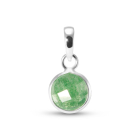 Pendentif Argent 925 Aventurine Ronde facettée 8mm. Pierre facettée ronde de 8mm de diamètre. Dimensions du pendentif (bél...