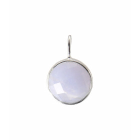 Pendentif Argent 925 Calcédoine Bleue Ronde facettée 8mm