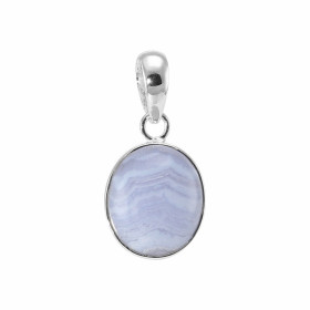 Pendentif Argent 925 Calcédoine Cabochon Ovale 14x12mm