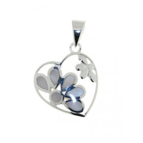 Pendentif Argent 925 Coeur Nacre blanche 