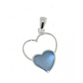 Pendentif Argent 925 Coeur Nacre bleue