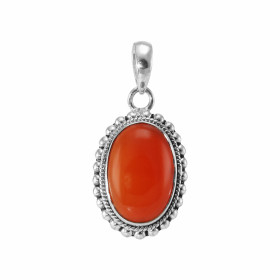 Pendentif Argent 925 Cornaline Cabochon Ovale 18x12mm Motif ouvragé serti d une pierre taille cabochon ovale 18x12mm Dimen...