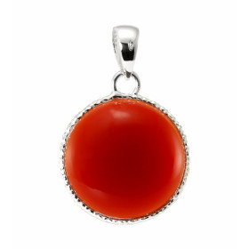 Pendentif Argent 925 Cornaline Ronde 19mm Pierre ronde taille cabochon 19mm diamètre Dimensions du pendentif (bélière incl...