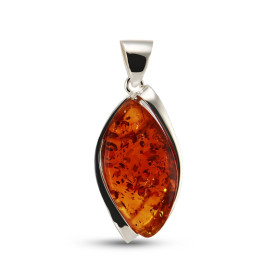 Pendentif argent 925 composé d une ambre forme losange 18x36mm Largeur: 23mm Longueur (bélière incluse) : 50mm Pièce unique