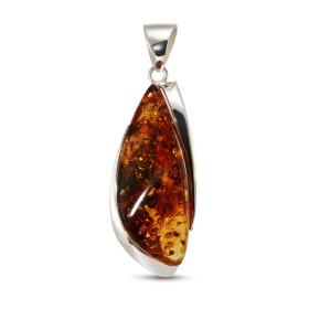 Pendentif argent 925 composé d une ambre forme poire 18x48mm Largeur : 21mm Longueur (bélière incluse) : 67mm pièce unique