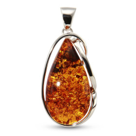 Pendentif argent 925 composé d une ambre forme poire 21x41mm Largeur : 26mm Longueur (bélière incluse) : 56mm Pièce unique