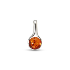 Pendentif argent 925 composé d une ambre ronde 10mm diamètre Largeur : 12mm Longueur : 25mm