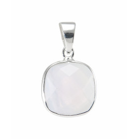 Pendentif Argent 925 Calcédoine Ce pendentif est serti d une pierre coussin taillée dome La pierre mesure 10x10mm Les dime...