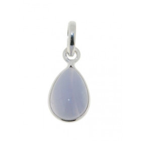 Pendentif Argent 925 Calcédoine Bleue , pierre forme poire 14x10mm, hauteur : 2.5cm 