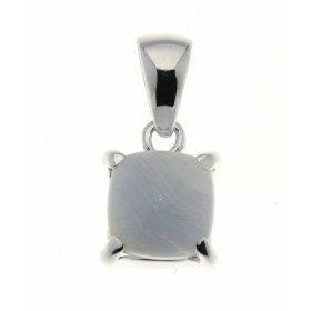Pendentif Argent 925 Calcédoine Bleue Pierre taille cabochon, forme coussin Dimensions du pendentif (bélière incluse) : 22...