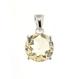 Pendentif en Argent 925 serti d'une Citrine ronde. Diamètre de la pierre : 12mm. Dimensions du pendentif (bélière incluse)...