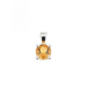 Pendentif en Argent 925 serti d'une petite Citrine ronde. Diamètre de la pierre : 6mm. Dimensions du pendentif (bélière in...