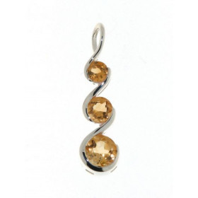 Pendentif Argent 925 et Citrine serti de pierres de 4, 5 et 6mm de diam&egrave;tre. Dimensions du pendentif (b&eacute;li&e...